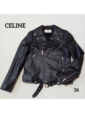 Celine Edith Liman Calfskin Double Riders Jacket